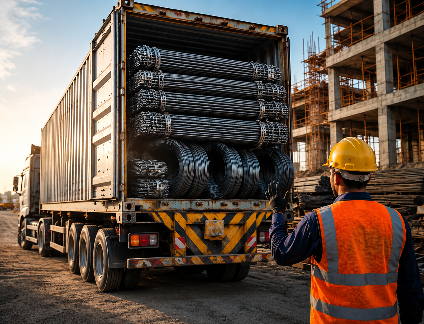 Heavy truck transporting steel materials for reliable delivery